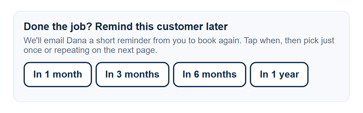 The reminder buttons in a quote request email